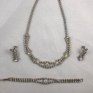 Antique 1950's rhinestone jewelry set